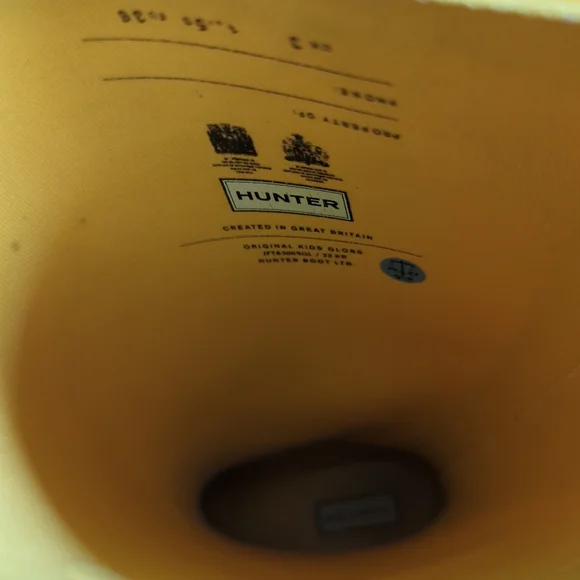 Hunter Original Kids Gloss Classic Yellow Rain Boots Big Kid 4 Youth - Picture 10 of 11